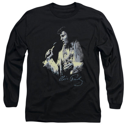 Elvis Presley Painted King Mens Long Sleeve Shirt Black Officially Licensed Officially Licensed