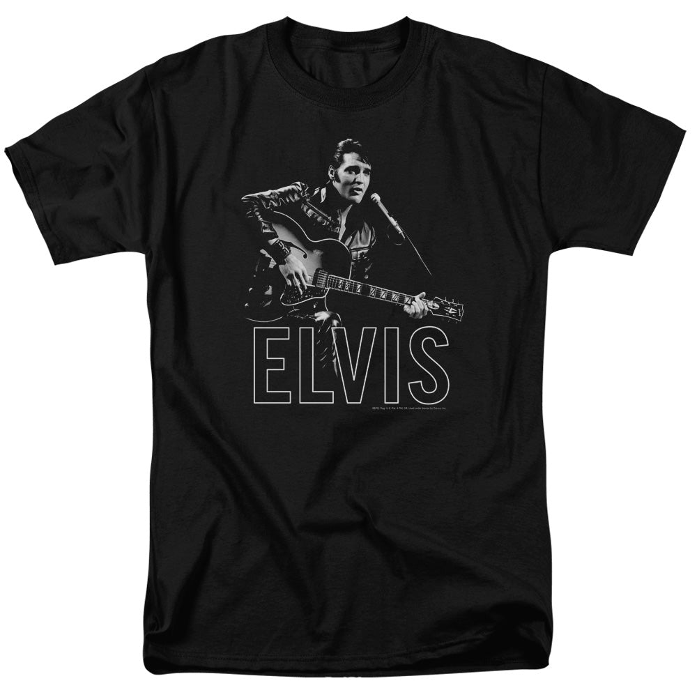 Elvis Presley Guitar In Hand Mens T Shirt Black Officially Licensed