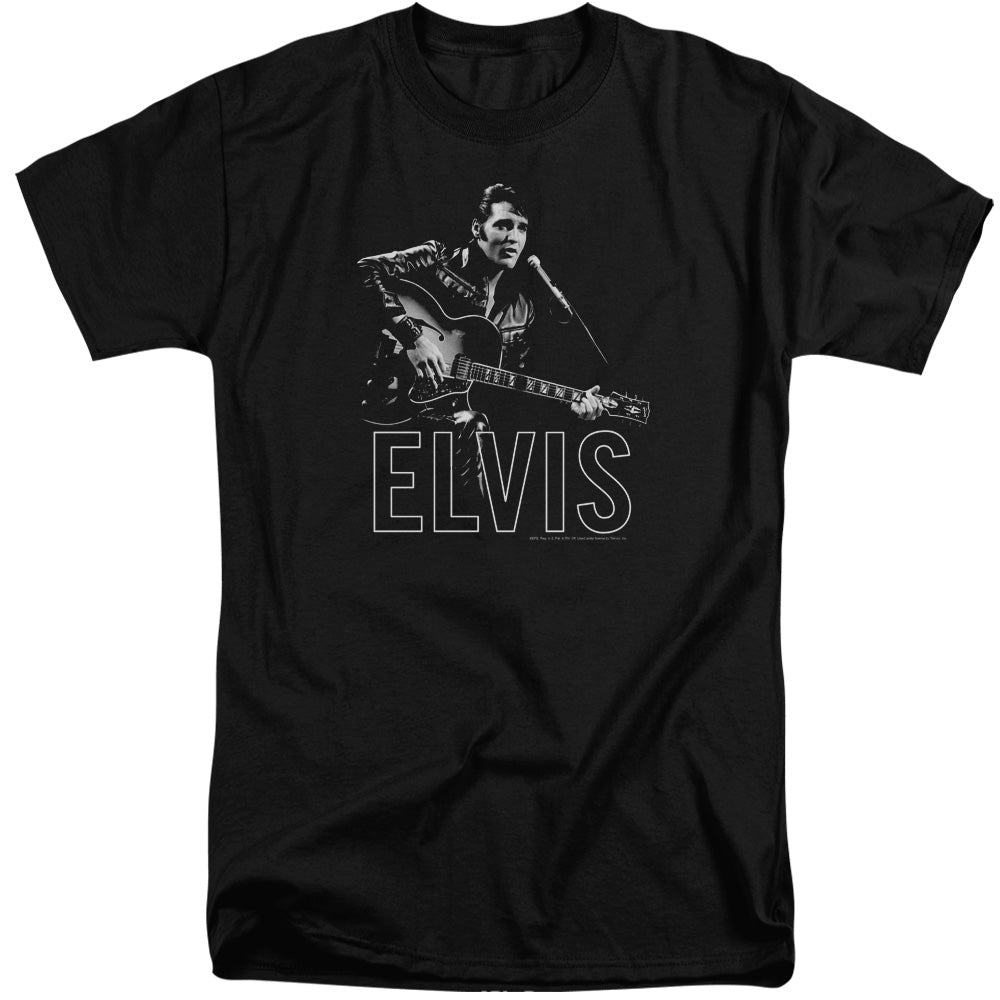Elvis Presley Guitar In Hand Mens Tall T Shirt Black Officially Licensed