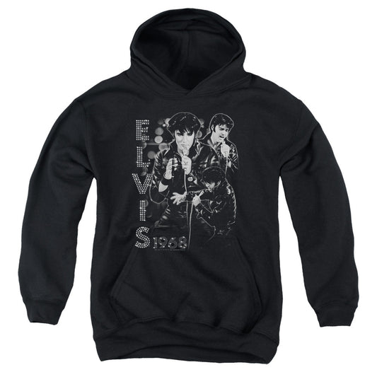 Elvis Presley Leathered Kids Youth Hoodie Black Officially Licensed