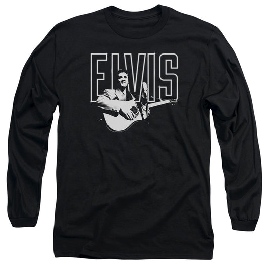 Elvis Presley White Glow Mens Long Sleeve Shirt Black Officially Licensed Officially Licensed