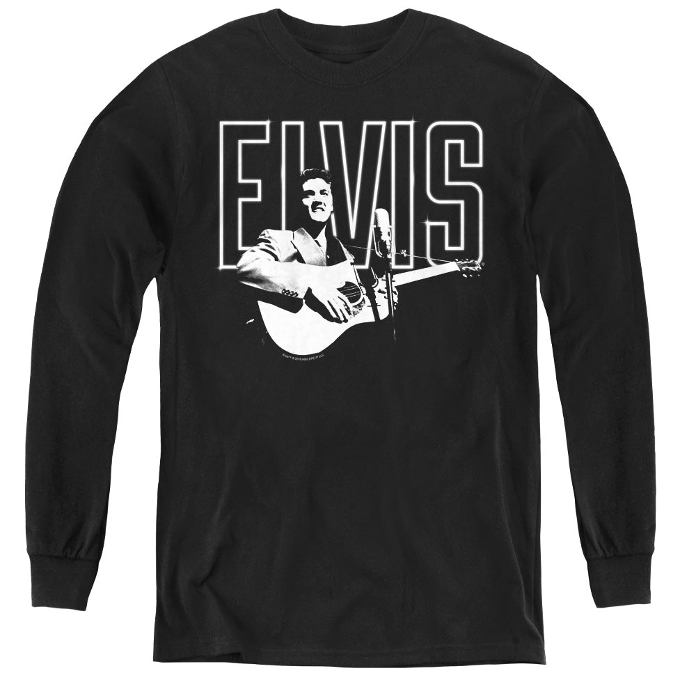 Elvis Presley White Glow Long Sleeve Kids Youth T Shirt Black Officially Licensed