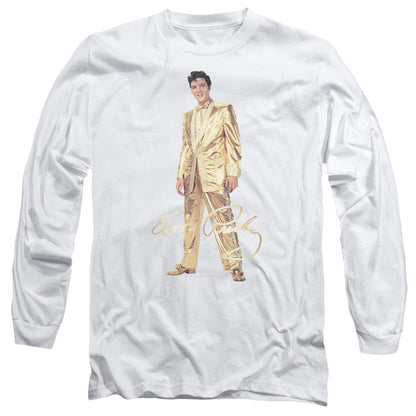 Elvis Presley Gold Lame Suit Mens Long Sleeve Shirt White Officially Licensed Officially Licensed