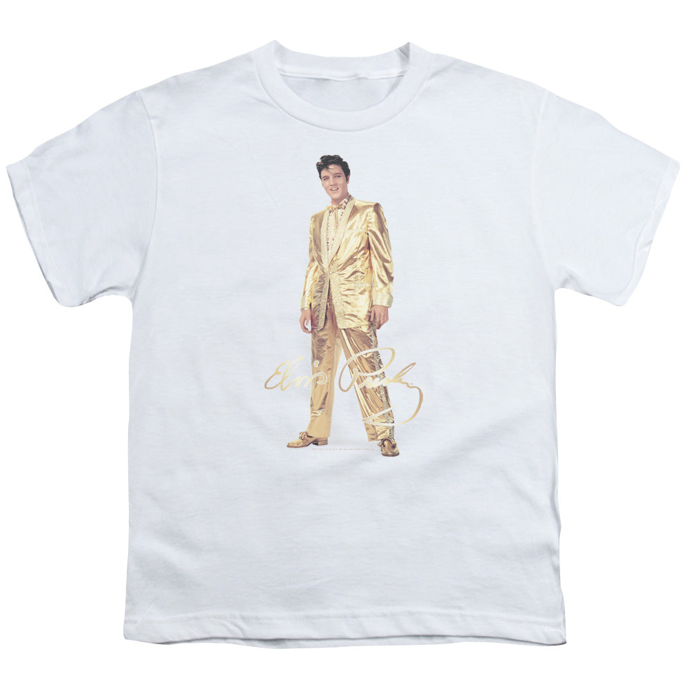Elvis Presley Gold Lame Suit Kids Youth T Shirt White Officially Licensed