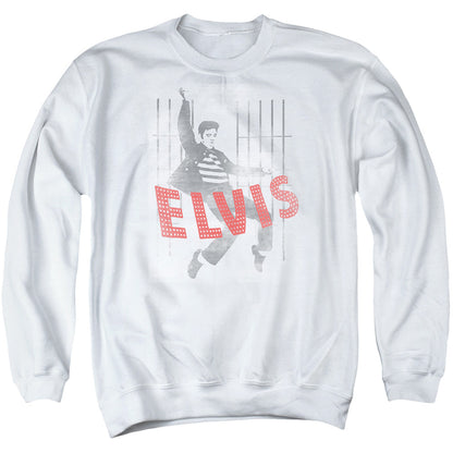 Elvis Presley Iconic Pose Mens Crewneck Sweatshirt White