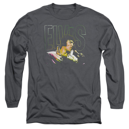 Elvis Presley Multicolored Mens Long Sleeve Shirt Charcoal Officially Licensed Officially Licensed