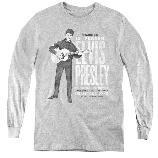 Elvis Presley in Person Long Sleeve Kids Youth T Shirt Athletic Heather Officially Licensed