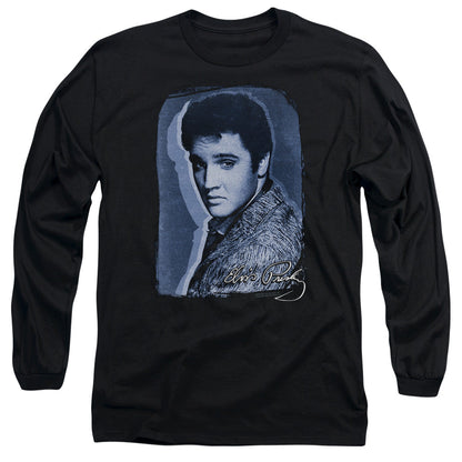Elvis Presley Overlay Mens Long Sleeve Shirt Black Officially Licensed Officially Licensed