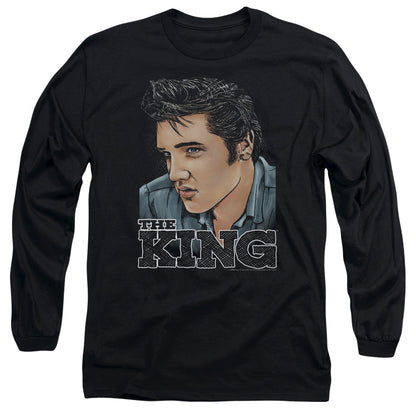 Elvis Presley Graphic King Mens Long Sleeve Shirt Black Officially Licensed Officially Licensed