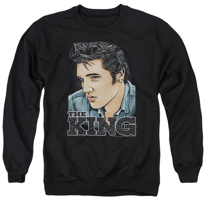 Elvis Presley Graphic King Mens Crewneck Sweatshirt Black