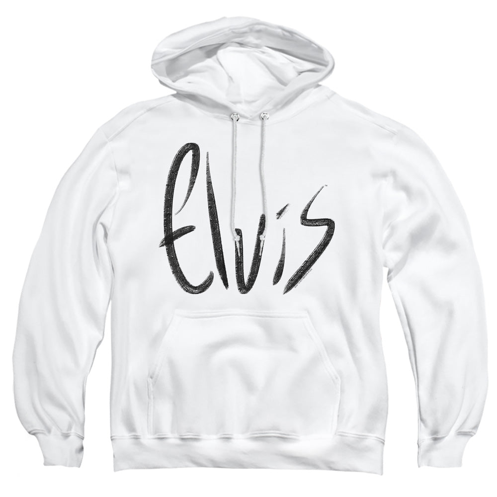 Elvis Presley Sketchy Name Mens Hoodie White Officially Licensed