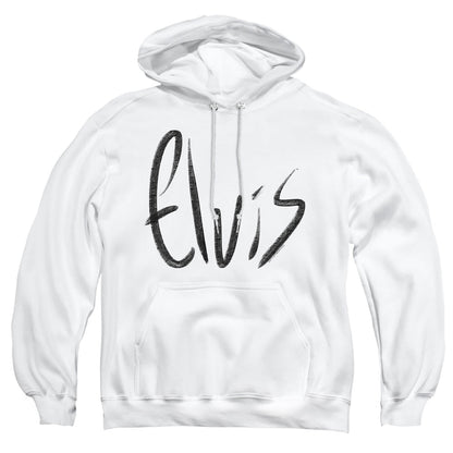 Elvis Presley Sketchy Name Mens Hoodie White Officially Licensed
