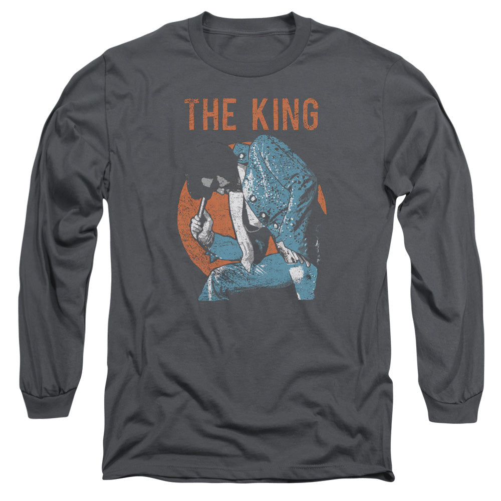 Elvis Presley Mic In Hand Mens Long Sleeve Shirt Charcoal Officially Licensed Officially Licensed