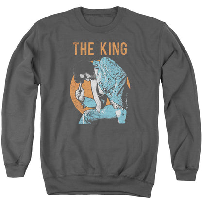 Elvis Presley Mic In Hand Mens Crewneck Sweatshirt Charcoal