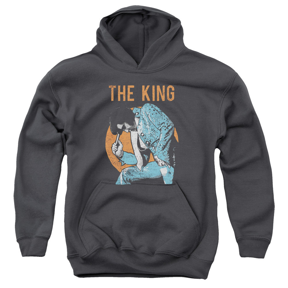 Elvis Presley Mic in Hand Kids Youth Hoodie Charcoal Officially Licensed