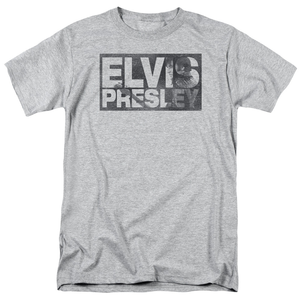 Elvis Presley Block Letters Mens T Shirt Athletic Heather Officially Licensed