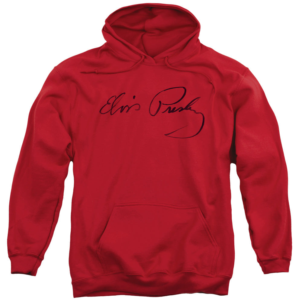 Elvis Presley Signature Sketch Mens Hoodie Red Officially Licensed