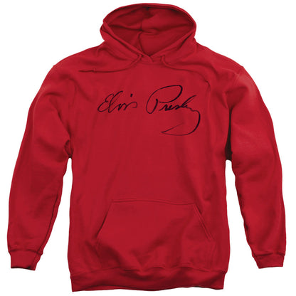 Elvis Presley Signature Sketch Mens Hoodie Red Officially Licensed