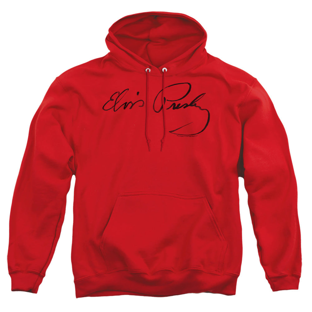 Elvis Presley Signature Sketch Mens Hoodie Red Officially Licensed