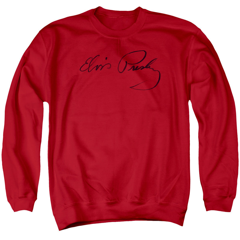 Elvis Presley Signature Sketch Mens Crewneck Sweatshirt Red