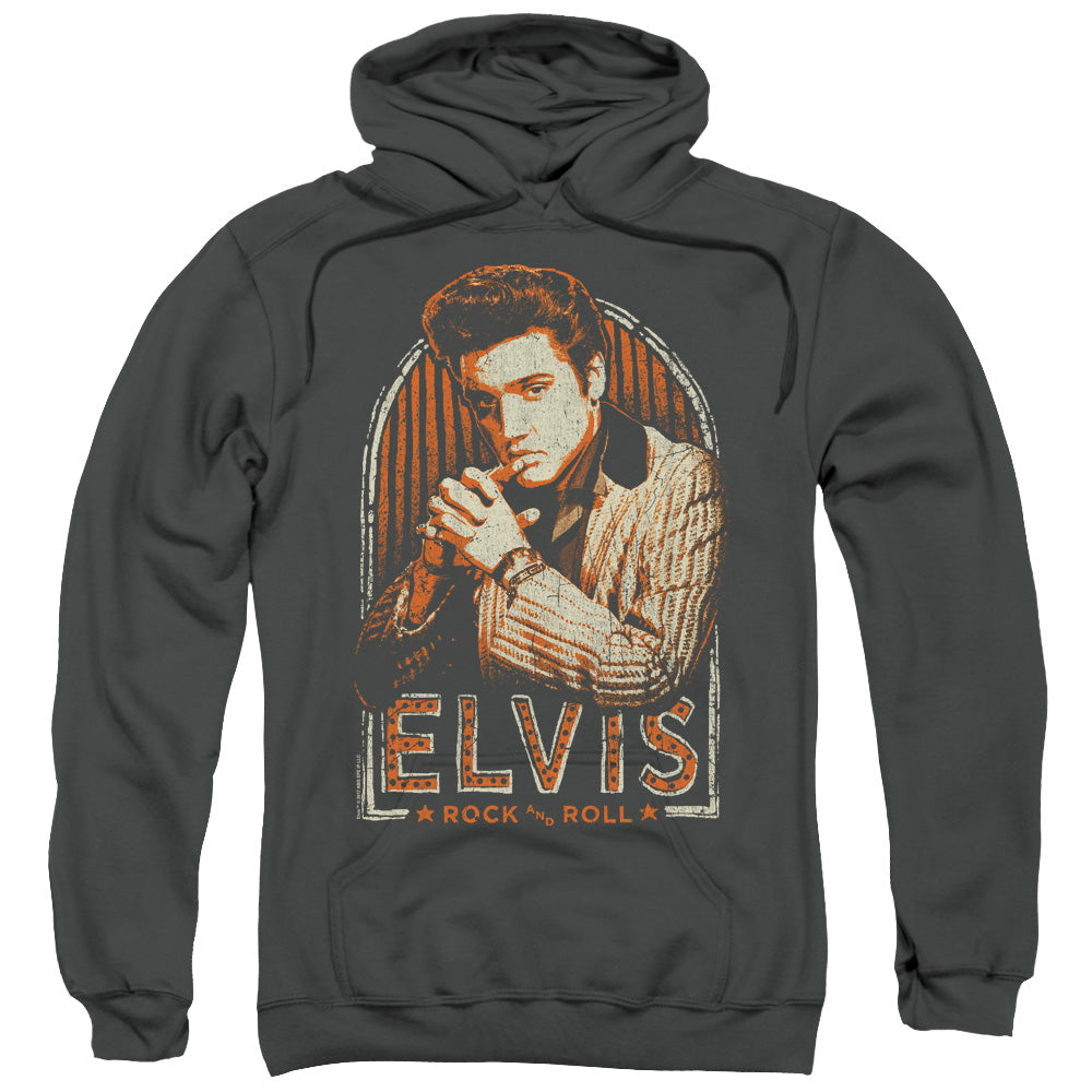 Elvis Presley Stripes Mens Hoodie Charcoal Officially Licensed