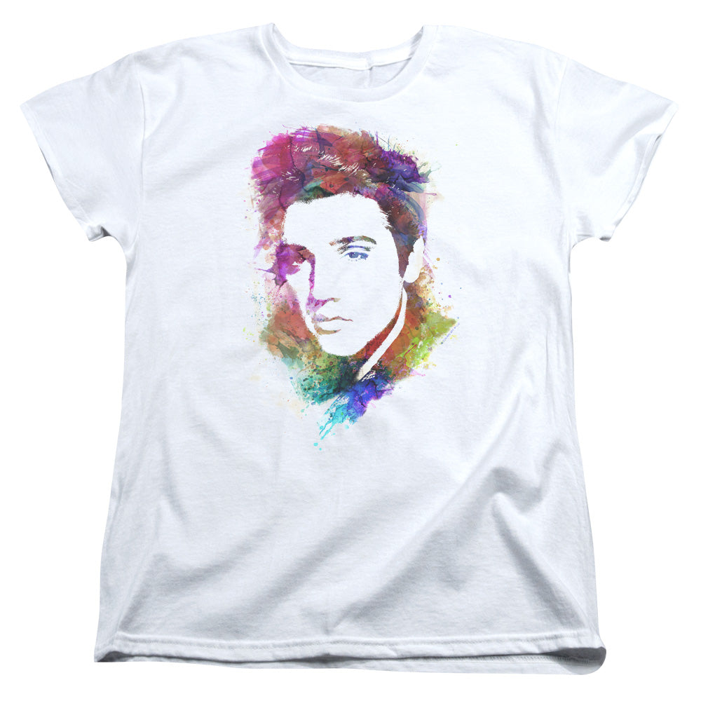 Elvis Presley Watercolor King Womens T Shirt White Officially Licensed