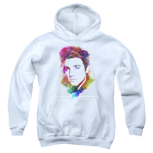 Elvis Presley Watercolor King Kids Youth Hoodie White Officially Licensed