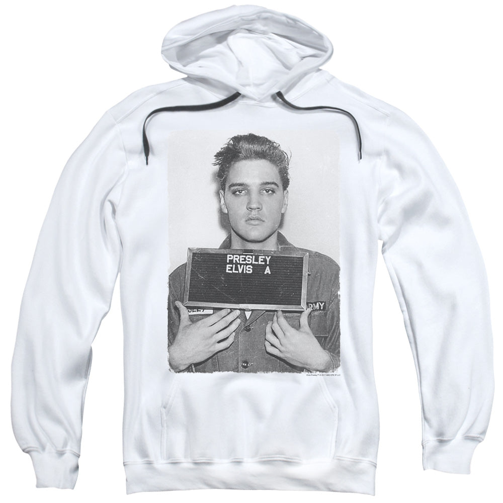 Elvis Presley Army Mug Shot Mens Hoodie White Officially Licensed