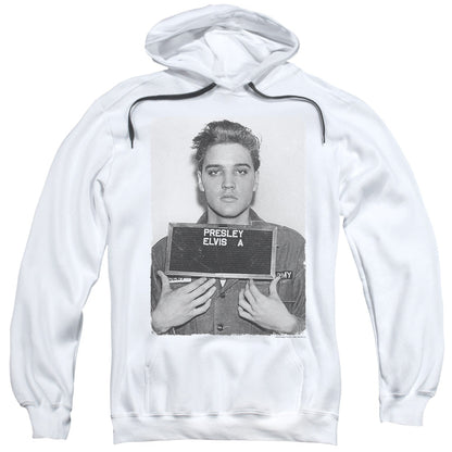 Elvis Presley Army Mug Shot Mens Hoodie White Officially Licensed