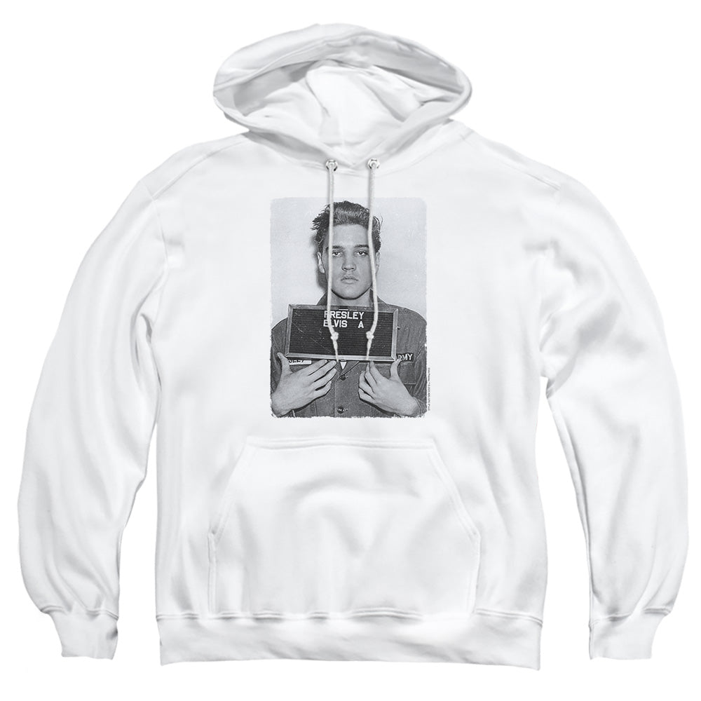 Elvis Presley Army Mug Shot Mens Hoodie White Officially Licensed