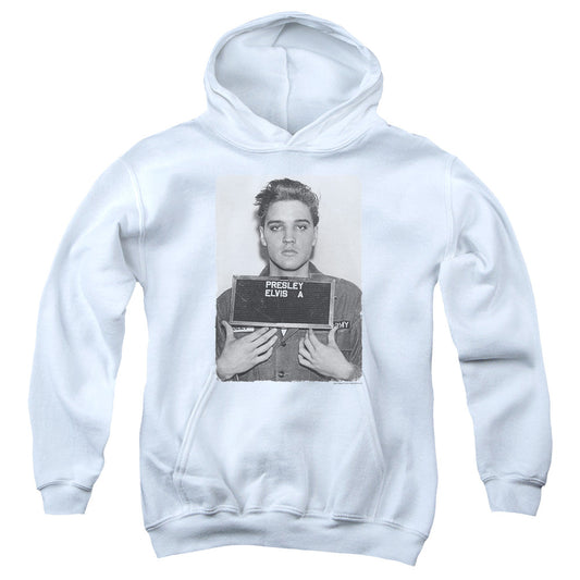 Elvis Presley Army Mug Shot Kids Youth Hoodie White Officially Licensed