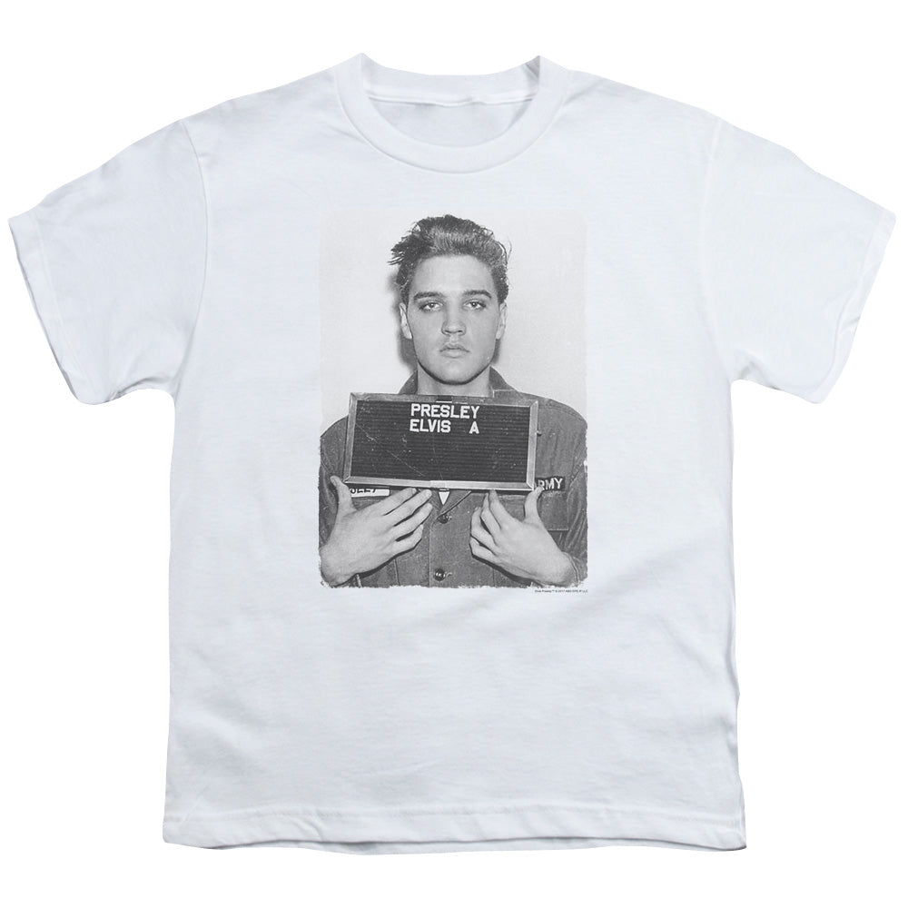 Elvis Presley Army Mug Shot Kids Youth T Shirt White Officially Licensed