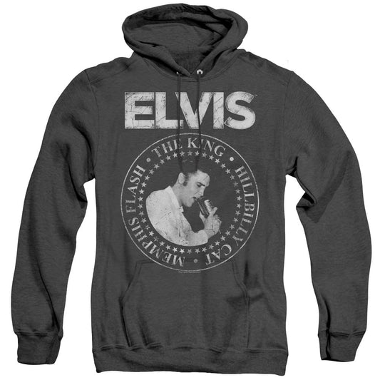 Elvis Presley Rock King Mens Heather Hoodie Black Officially Licensed