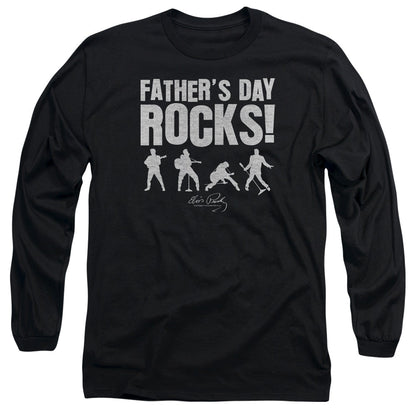 Elvis Presley Fathers Day Rocks Mens Long Sleeve Shirt Black Officially Licensed Officially Licensed