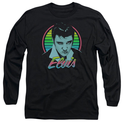 Elvis Presley Neon King Mens Long Sleeve Shirt Black Officially Licensed Officially Licensed