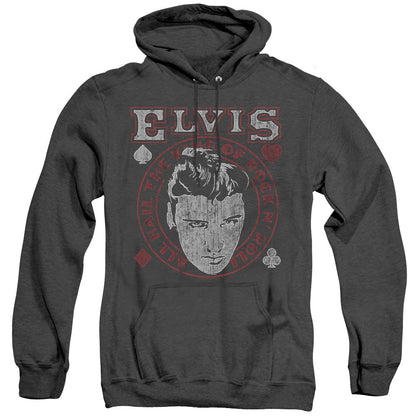 Elvis Presley Hail The King Mens Heather Hoodie Black Officially Licensed