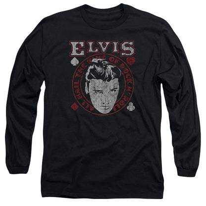 Elvis Presley Hail The King Mens Long Sleeve Shirt Black Officially Licensed Officially Licensed
