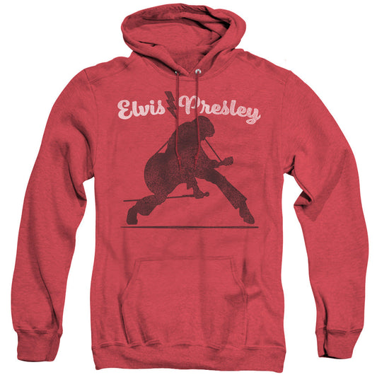 Elvis Presley Overprint Mens Heather Hoodie Red Officially Licensed