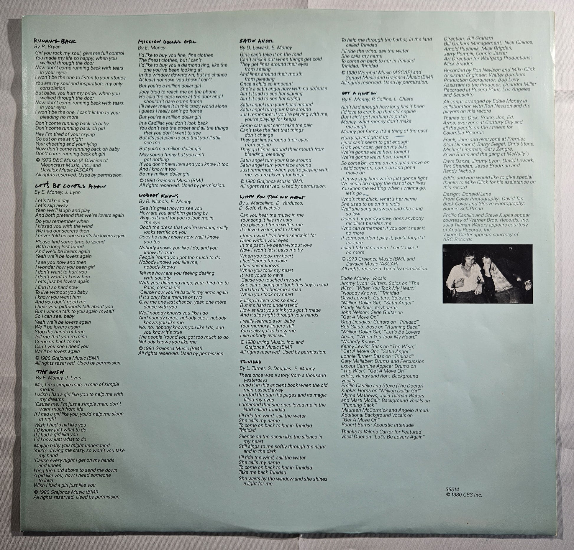 Eddie Money - Playing for Keeps [1980 Santa Maria Press] [Used Vinyl Record] [B]