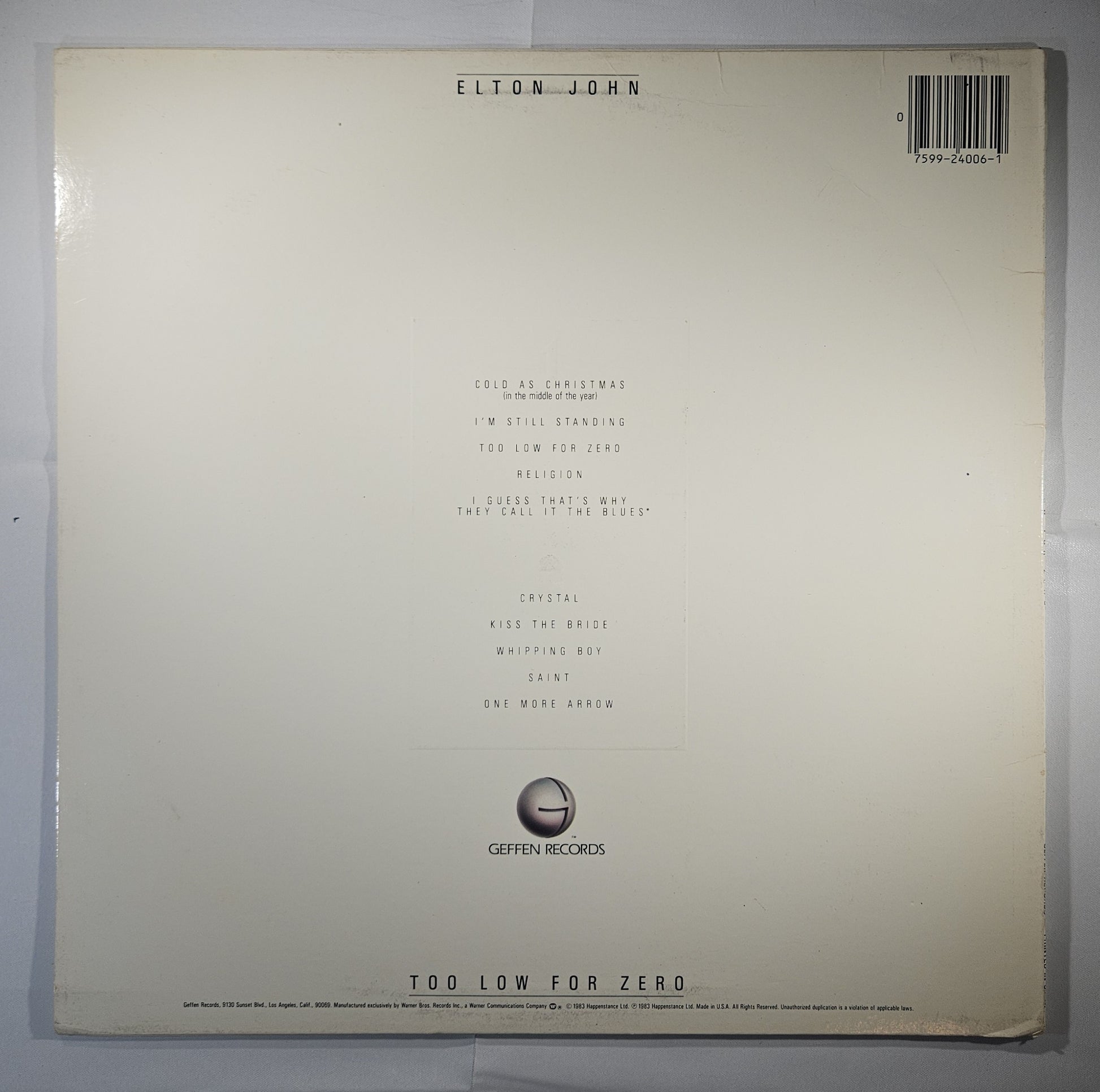 Elton John - Too Low for Zero [1983 Allied Pressing] [Used Vinyl Record LP]