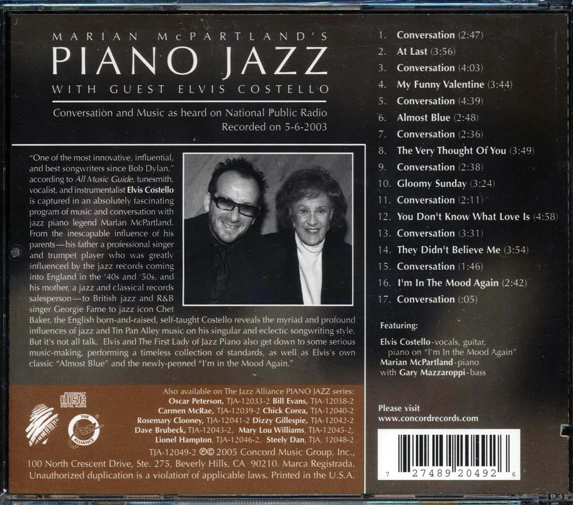 Elvis Costello - Marian McPartland's Piano Jazz Radio Broadcast [2005 New CD]