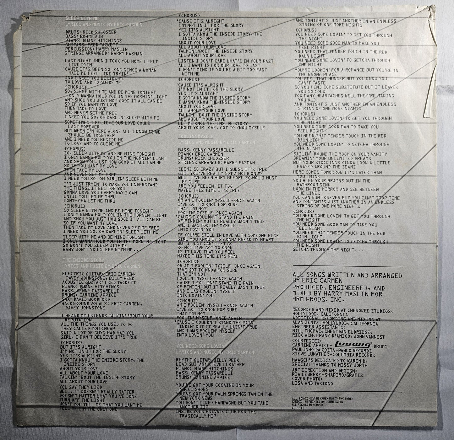 Eric Carmen - Tonight You're Mine [1980 Used Vinyl Record LP]