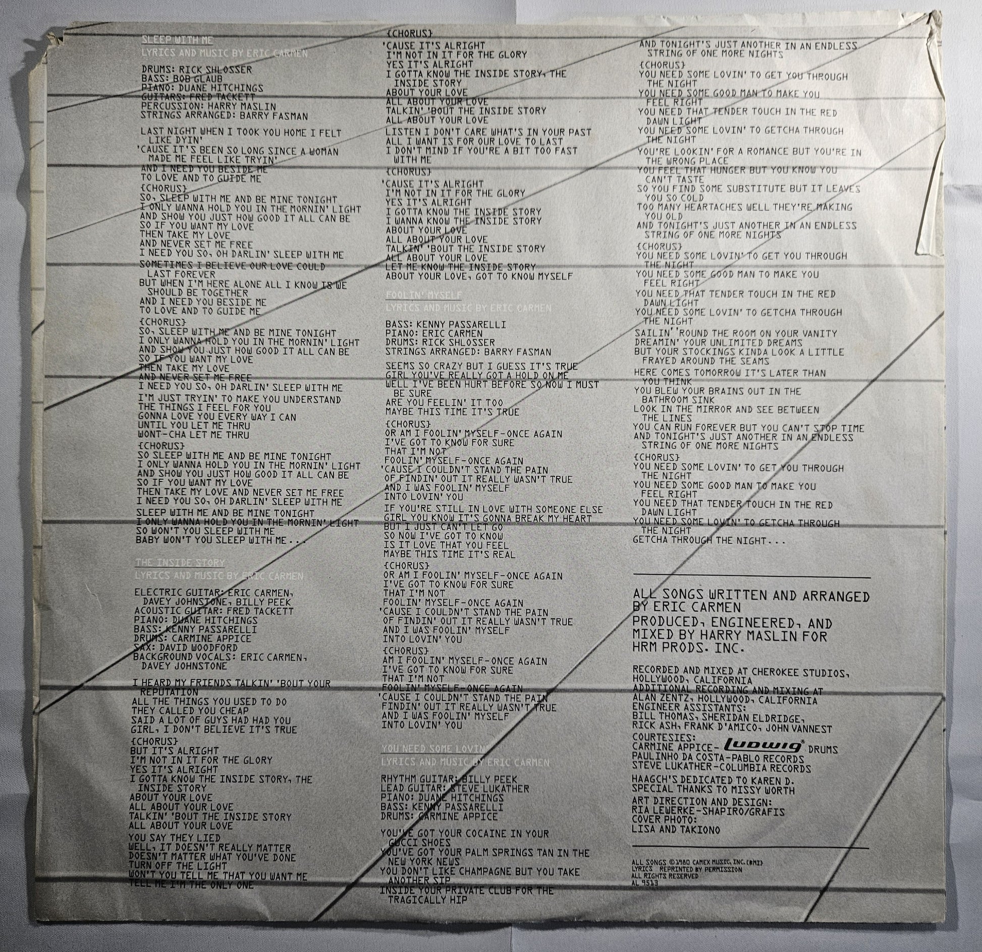 Eric Carmen - Tonight You're Mine [1980 Used Vinyl Record LP]