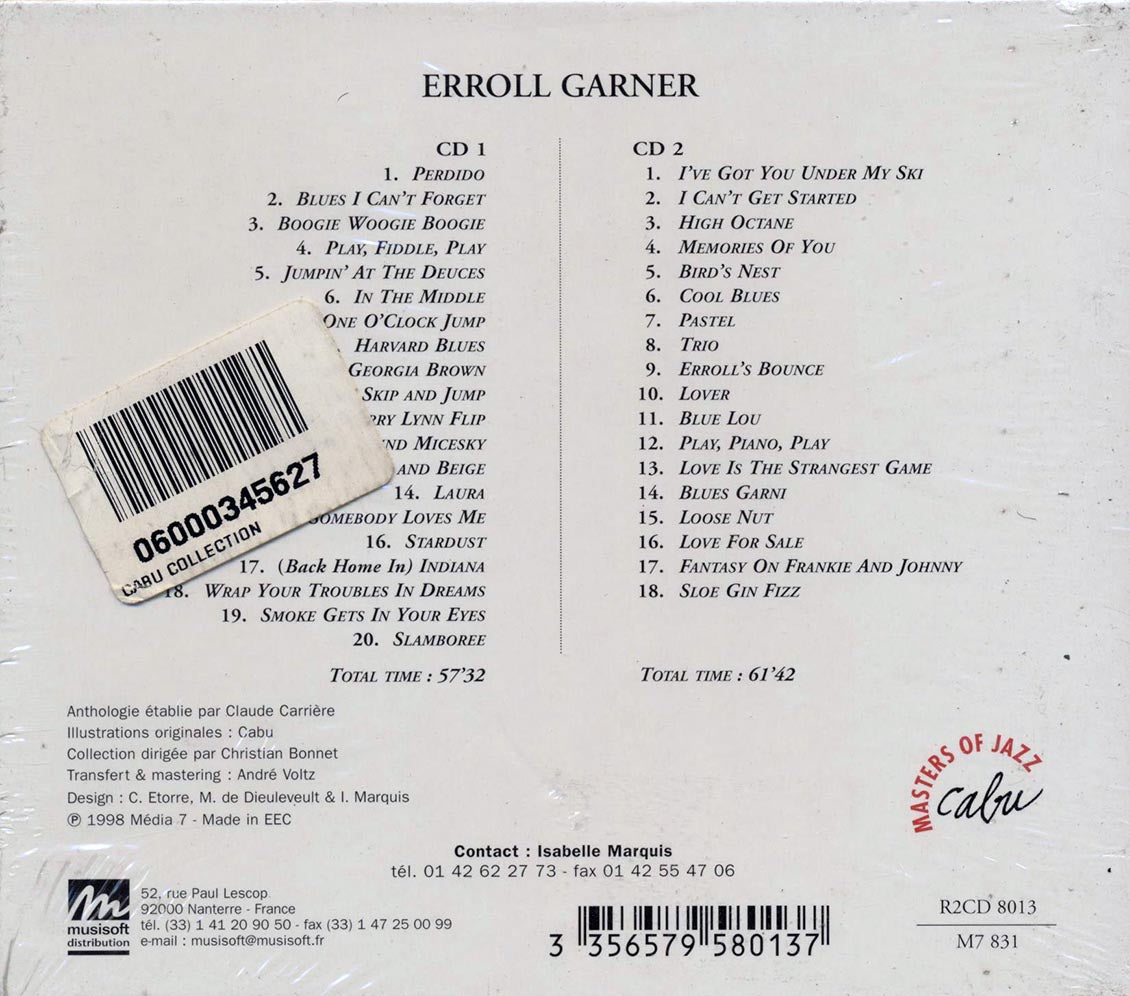 Erroll Garner - Erroll Garner [1998 Compilation] [New Double CD]