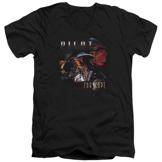 Farscape Pilot Mens Slim Fit V-Neck T Shirt Black Officially Licensed