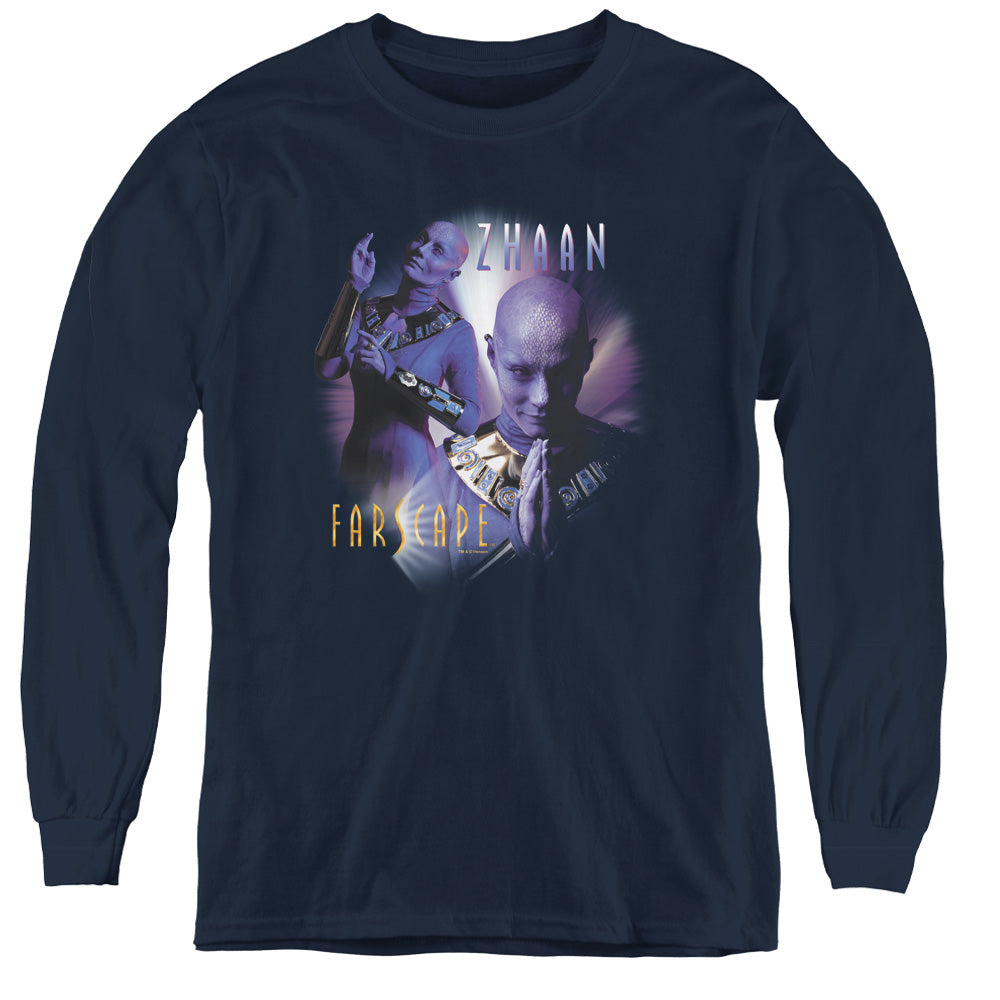 Farscape Zhaan Long Sleeve Kids Youth T Shirt Navy