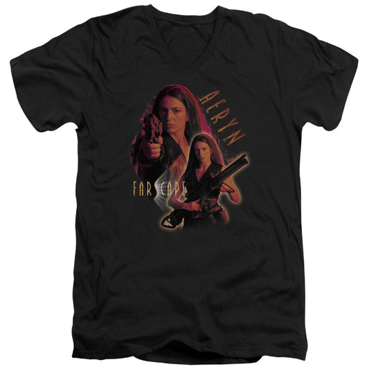 Farscape Aeryn Mens Slim Fit V-Neck T Shirt Black