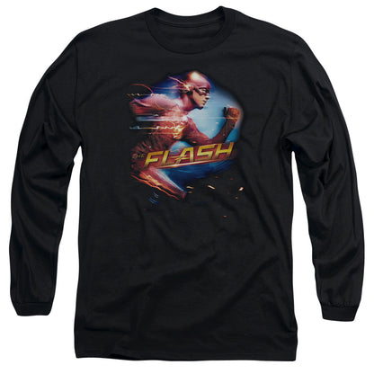 The Flash Fastest Man Mens Long Sleeve Shirt Black Officially Licensed
