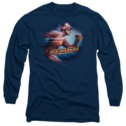 The Flash Fastest Man Mens Long Sleeve Shirt Navy Officially Licensed