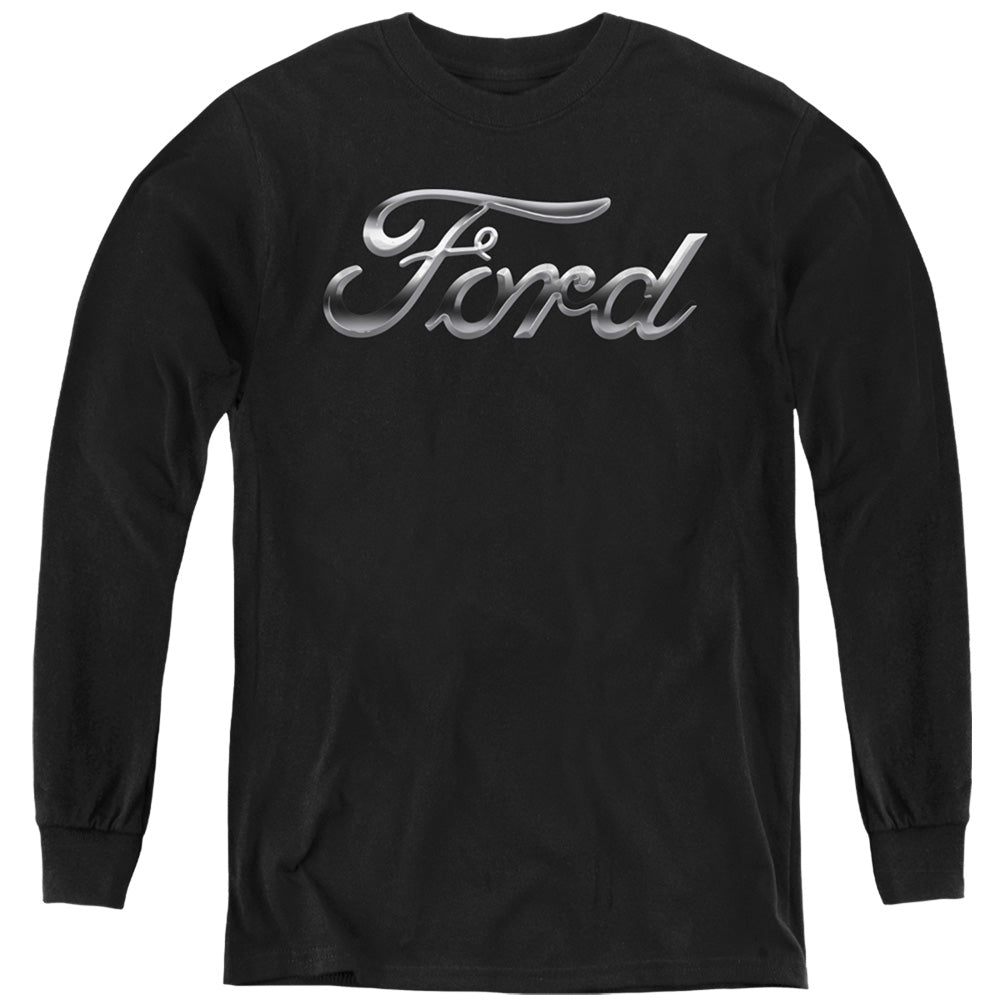 Ford Chrome Ford Logo Youth Long Sleeve Black